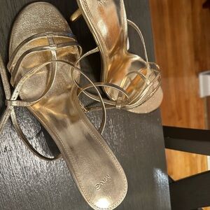 Mango Gold Heels Strappy Glamorous Design